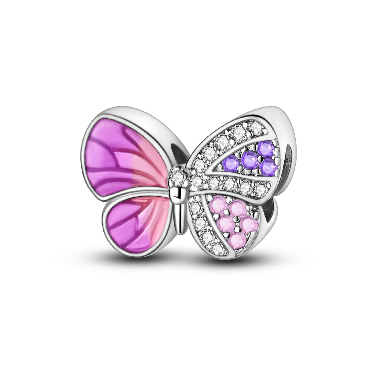 Original 925er Silber-Charm-Perlen, leuchtender, leuchtender Glühwürmchen-Schmetterlings-Anhänger, passend für Armbänder, Charm-Herstellung von Schmuck