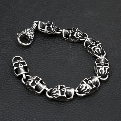 Gothic Vintage Edelstahl Schwarz Schädel Armband Für Männer Hip Hop Biker Kühlen Skeleton Armreifen Charme Partei Schmuck Dropshipping