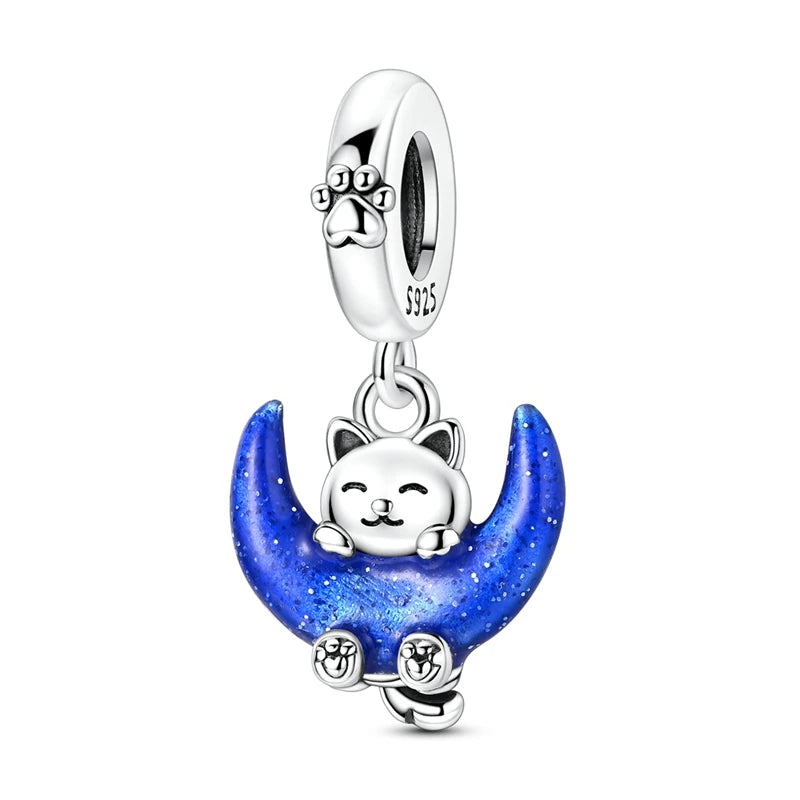 Blaue Serie aus 925er-Sterlingsilber, Eule, Schmetterling, Piratenschiff, Auto, Käfer, Clogs, Charm, passend für DIY-Armbänder, Halsketten, lustige passende Geschenke