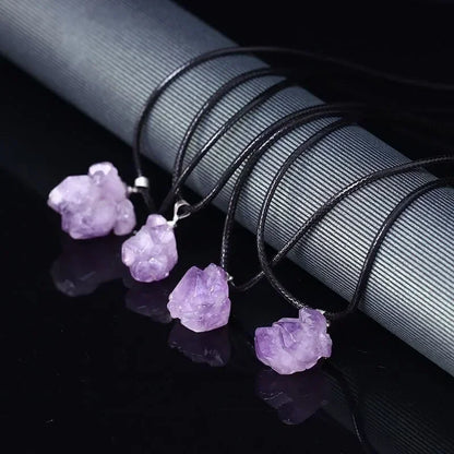 1PC Natürlicher Kristall Rohstein Amethyst Anhänger Energie Heilung Edelstein Amethyst Halskette Charms Chakra Halo Schmuck für Frauen