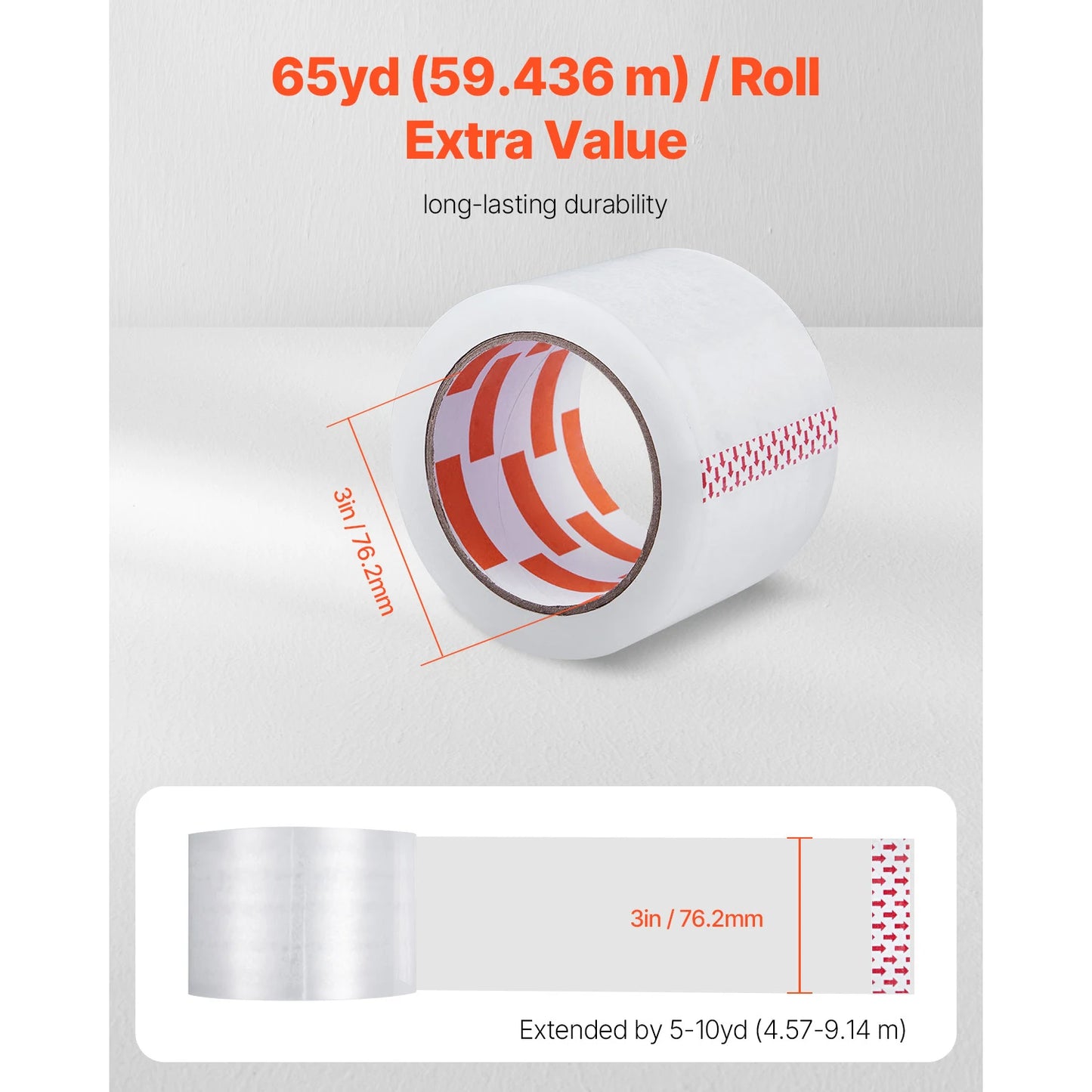 SucceBuy 6/24 Rollen 7,6 cm 70 m hochviskoses, transparentes Klebeband, transparentes Verpackungsband für Büroverpackungen, Expressverpackungen