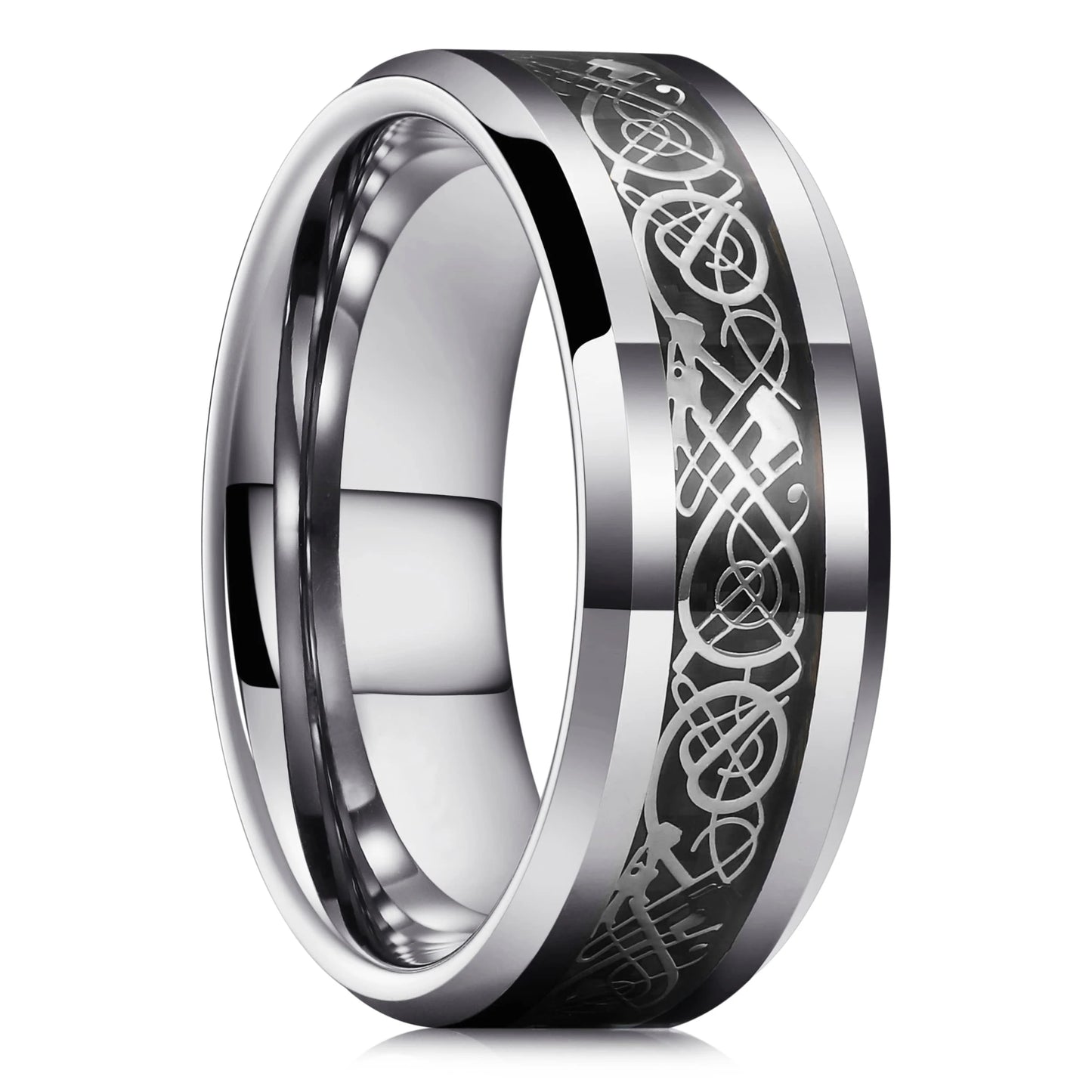 Moderne 8mm Schwarz Titan stahl Ringe für Männer Frauen Nut Facetten Edelstahl Männer Ring Hochzeit Band schmuck Großhandel
