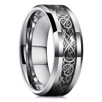 Moderne 8mm Schwarz Titan stahl Ringe für Männer Frauen Nut Facetten Edelstahl Männer Ring Hochzeit Band schmuck Großhandel