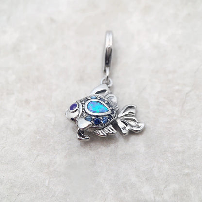 Blauer maritimer Fisch-Charm-Anhänger, 2023, Frühling, 925er Sterlingsilber, trendiges Glücksgeschenk für Frauen, Schmuck