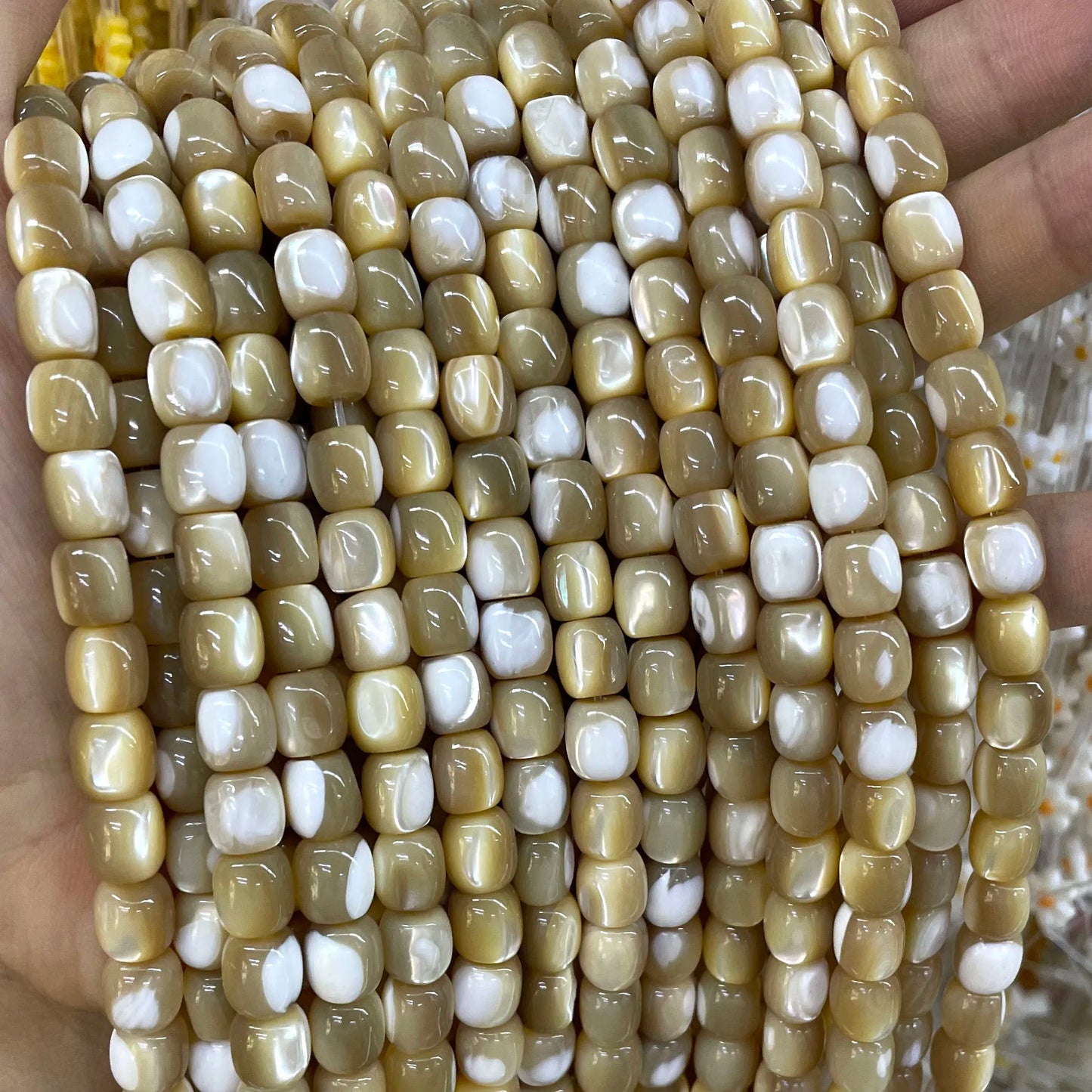 6X6MM 8X8MM Natürliche Weiße Perlmutt Mopp Shell Lose Perlen Für Schmuck Machen DIY ohr Studs Armband Halskette Zubehör
