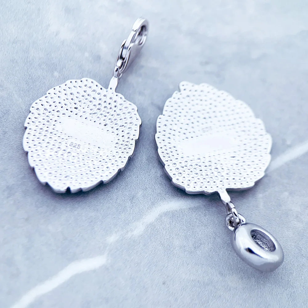 Heißer Verkauf Europa Mode Europäischen 925 Sterling Silber Reine und Frische Grüne Blatt Blütenblatt Anhänger Charme Für Frauen