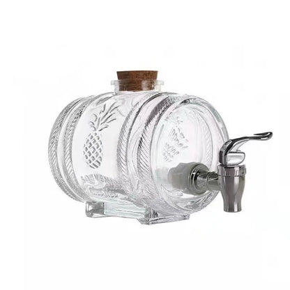 1L Glas Whisky Barrel Wein Barrel Chopp Brummstimme Bier Flasche Obst Wein Aging Alkohol Honig Lagerung Container Mit Basis Wasserhahn