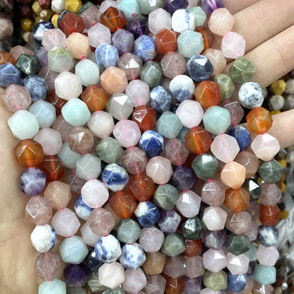 6 8 10 MM Natürliche Facettierte Stein Achate Rhodolite Quarz Jade Spacer Perlen Diy Handgemachte Armband Für Schmuck Machen zubehör