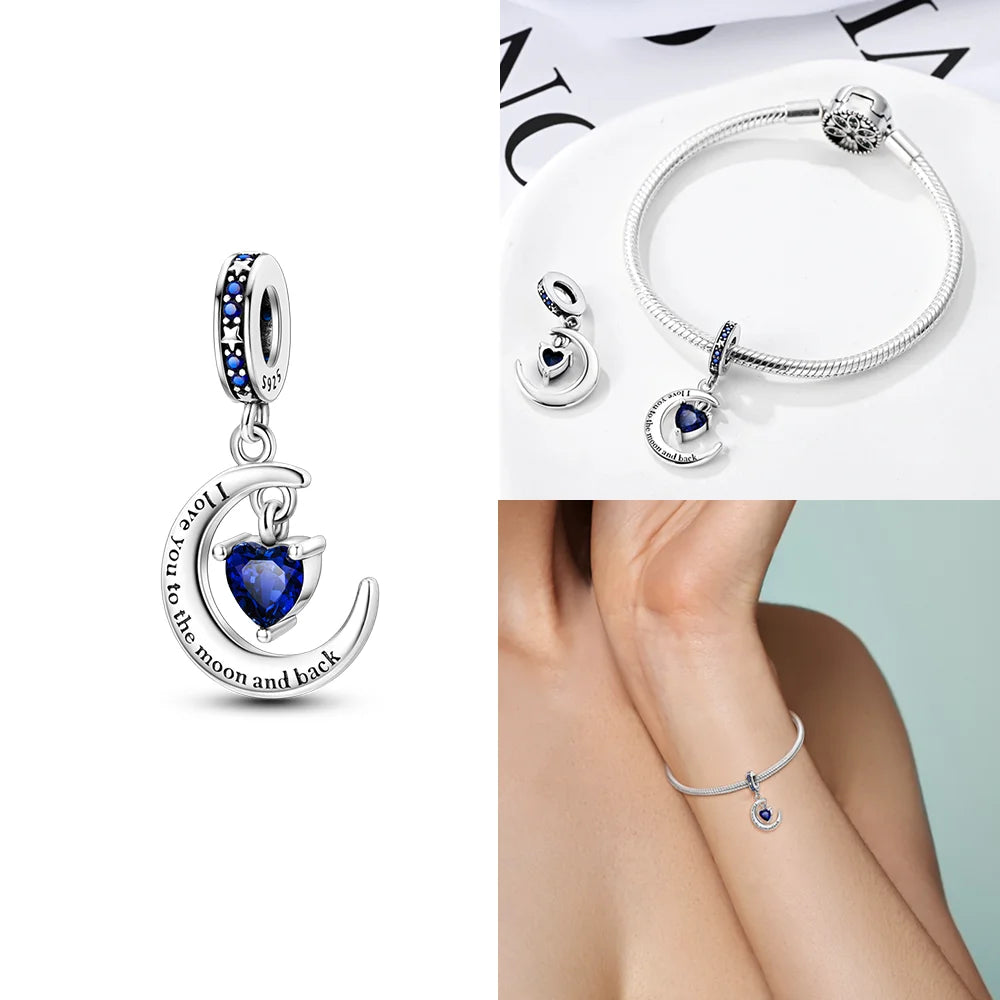 Neue Charms-Perle aus 925er-Sterlingsilber, rosa Schmetterling, leuchtende Glühwürmchen, baumelnd, passend für Armreifen, Halskette, DIY-Schmuck, Frauen-Geschenk