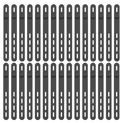 30/60 Stück Silikon-Kabelbinder, Draht-Organizer, schwarz, verstellbare Kabelbinder, wiederverwendbar, Kabelmanagement, Kabel-Organizer, Befestigung