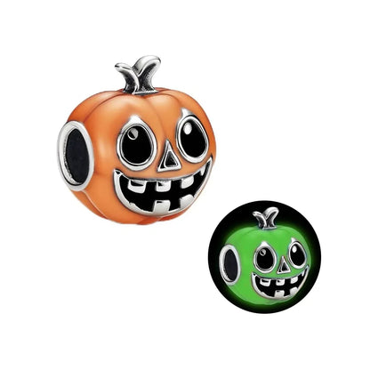 Heißer Verkauf 925er Sterlingsilber Kürbiskopfperlen & fliegende Hexe baumelnder Charm passend für Armband Halloween Anhänger Zubehör Geschenke