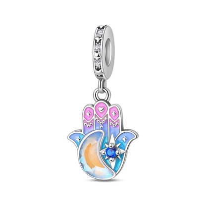 Bunte 925er-Sterlingsilber-Anhänger mit Sternenhimmel-Ölgemälde und leuchtenden Engeln, passend für Armbänder, schöne Schmuckgeschenke