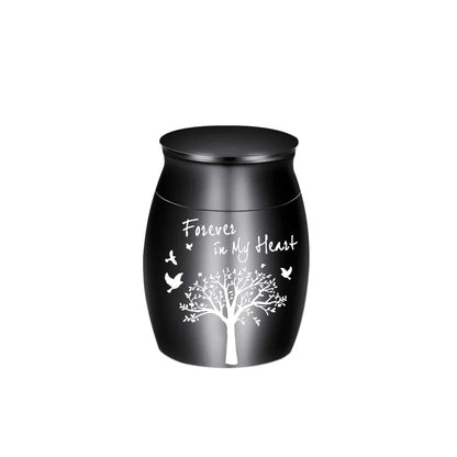 Kleine Andenkenurne in 7 Farben für menschliche Asche, Baum des Lebens, Feuerbestattungsurnen, Mini-Urnen, perfekter Gedenk-Aschenhalter aus Aluminiumlegierung