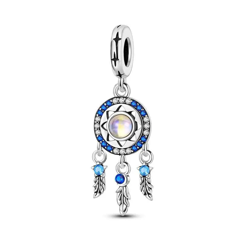 Teufelsaugen-Charm aus 925er Silber, Original-Hand der Fatima, blauer Zirkon, Kreuz, blaue Augen, passend für Armbänder, DIY-Herstellung von Schmuck, Geschenk