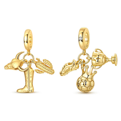 Goldfarbene Charms aus 925er Sterlingsilber, original goldene Sicherheitskette, runder Abstandshalter-Clip-Charm, DIY-Schmuck für Damen, Armband, Geschenk