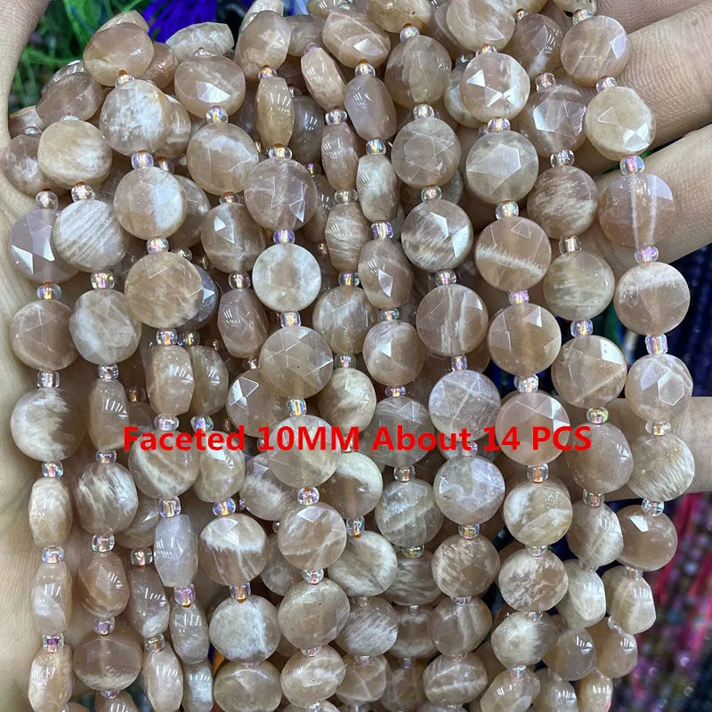 Natürliche Sonnenstein Edelsteine Unregelmäßige Facettierte Rondelle Runde Lose Spacer Perlen Für Schmuck Machen DIY Armband Halskette Zubehör