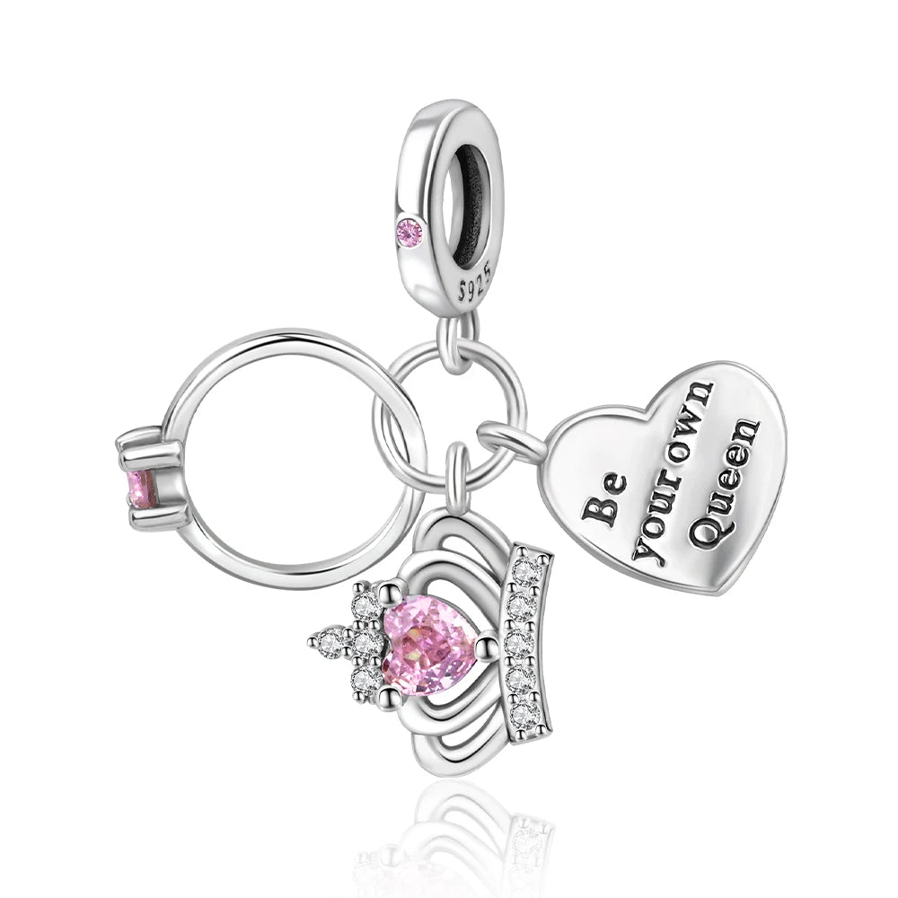Romantischer 925 Sterling Silber Liebesschlüssel Herz-zu-Herz Charm für DIY Armband Halskette Verlobung Party Geschenke