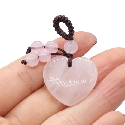 Natürliche Stein Keychain Charms Herz Rot Achate Amethysten Opal Anhänger für Schmuck Machen Halskette Keychain Geschenk