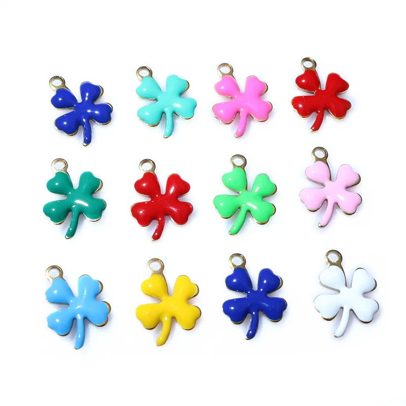20 Stück 13x10mm Edelstahl Emaille Klee Blume Charms Anhänger Edelstahl DIY Schmuck Herstellung Zubehör Ergebnisse