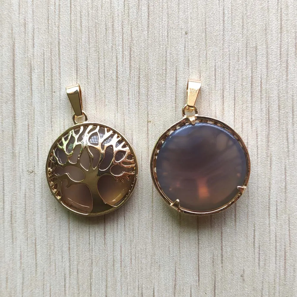 Großhandel 12 teile/los mode naturstein legierung baum des lebens mix Anhänger für halsketten schmuck zubehör machen schnelle versand
