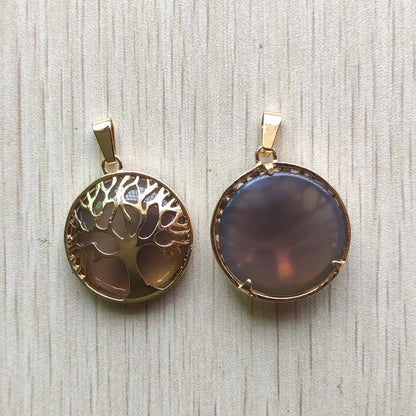 Großhandel 12 teile/los mode naturstein legierung baum des lebens mix Anhänger für halsketten schmuck zubehör machen schnelle versand