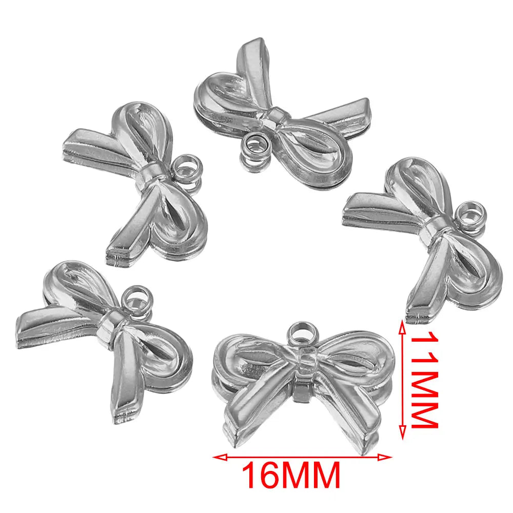 5 Stück Edelstahl Charms Bogen Charm vergoldet Charm DIY Ohrringe Armband Schmuckherstellung Materialien Handwerk Großhandel Bulk
