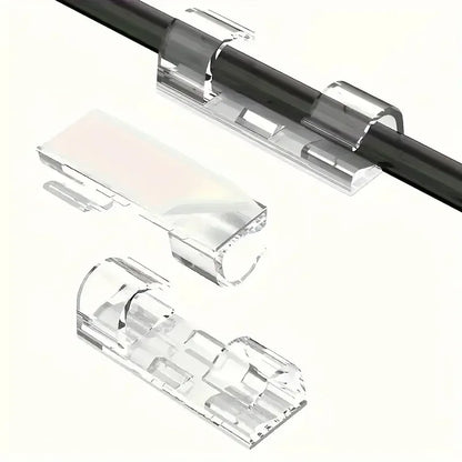 5-1000 Stück Transparente Kunststoff-Kabelclips - Durchsichtige Kabelorganisatoren für Wand- und Schreibtisch-Kabelmanagement, Selbstklebende Kabelhalter