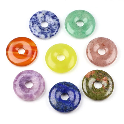 30 mm Donut-Naturstein, Heilkristall, Amethyst, Amazonit, Achat, Quarz, Edelstein für Kunsthandwerk, Zubehör, Glücksgeschenke