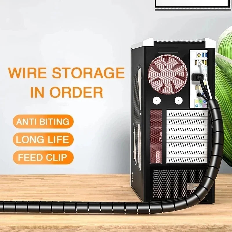2M/1M Flexible Spirale Kabel Draht Schutz Kabel Organizer Computer Kabel Schutzhülle Rohr Clip Organizer Management werkzeuge 16/10mm