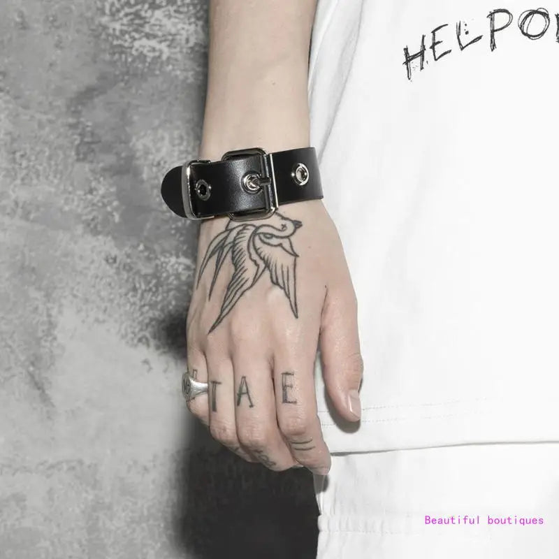 Punk Bracelets Men Women Retro Bracelet Adjustable Wrist Belt Buckle Style Cuff Bangle Bracelet for Men