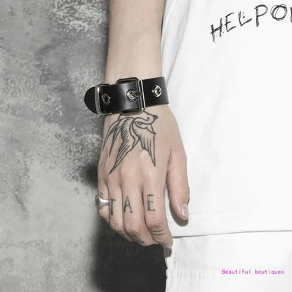 Punk Bracelets Men Women Retro Bracelet Adjustable Wrist Belt Buckle Style Cuff Bangle Bracelet for Men