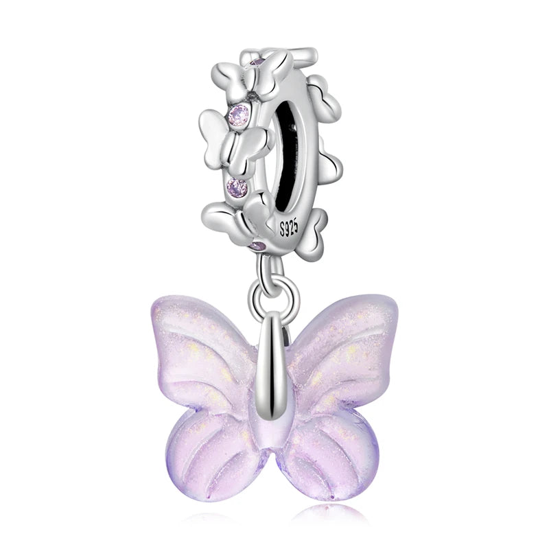 WOSTU 925 Sterling Silber Tier Cat Charm Anhänger Herz Familie Marienkäfer Bee Perlen Fit Original Armband DIY Schmuck Für Frauen