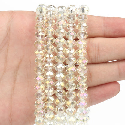 3/4/6/8mm Facettierte Jade Weiße Kristall Glas Perlen Vergoldet Flache Runde Lose Perlen für Schmuck Machen Diy Armband Ohrring