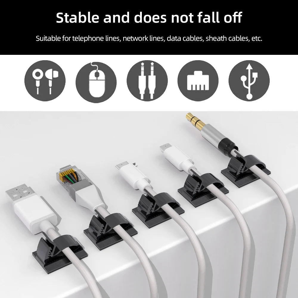 25 stücke Einstellbare Kabel Clips Kabel Halter Mehrzweck Haken Dekoration Clip Für TV PC Ethernet Unter Schreibtisch Wand Hause büro Auto