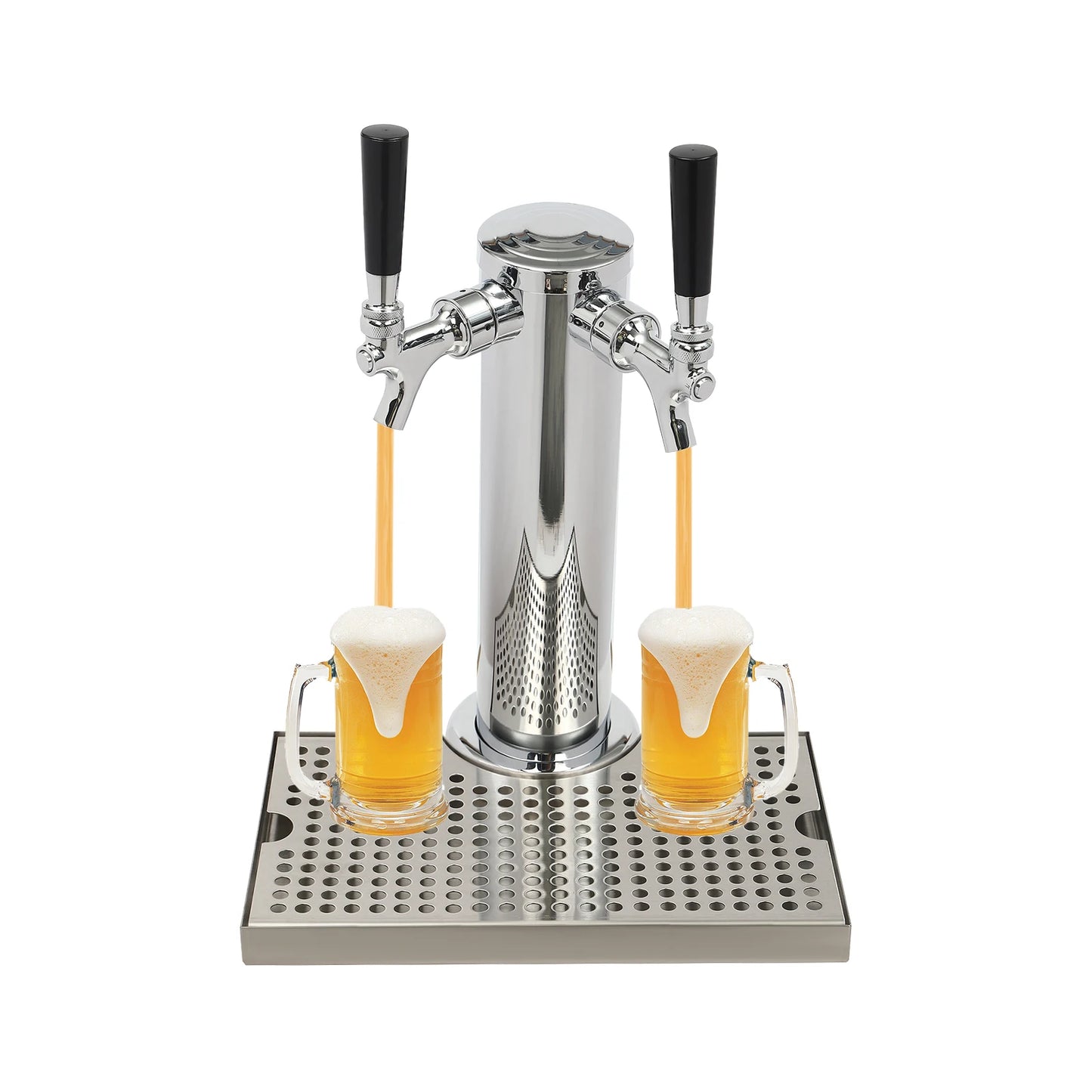 Doppeltappiger Edelstahl-Bierzapfturm für Bars/Restaurants, Kupferkonstruktion, Auslaufsichere Doppel-Getränkespender