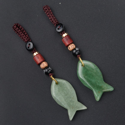 1 stücke natürliche Halbe del stein Tigerauge Stein gewebte kleine Fisch Auto Schlüssel bund Tasche Anhänger Schmuck Zubehör Geschenk