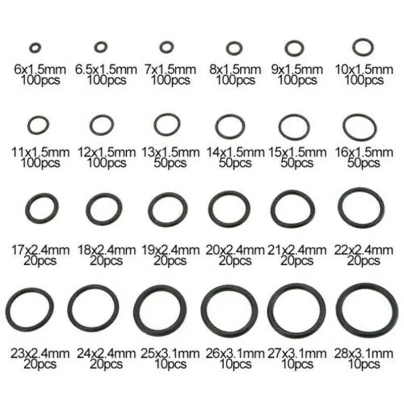 740/1200-teiliges O-Ring-Set aus Nitrilkautschuk, schwarzer O-Ring, ölbeständige, verschleißfeste und wasserdichte O-Ring-Dichtung