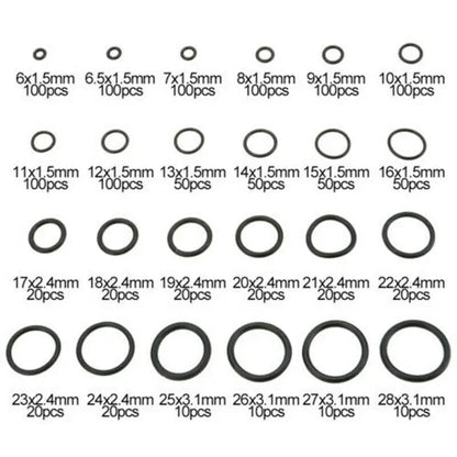 740/1200-teiliges O-Ring-Set aus Nitrilkautschuk, schwarzer O-Ring, ölbeständige, verschleißfeste und wasserdichte O-Ring-Dichtung
