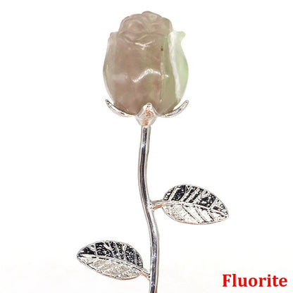 Kristall geschnitzte Rose Blume Naturstein Amethyst Quarz Edelstein Handwerk Party Home Dekoration Valentinstag Hochzeit Gast Geschenke
