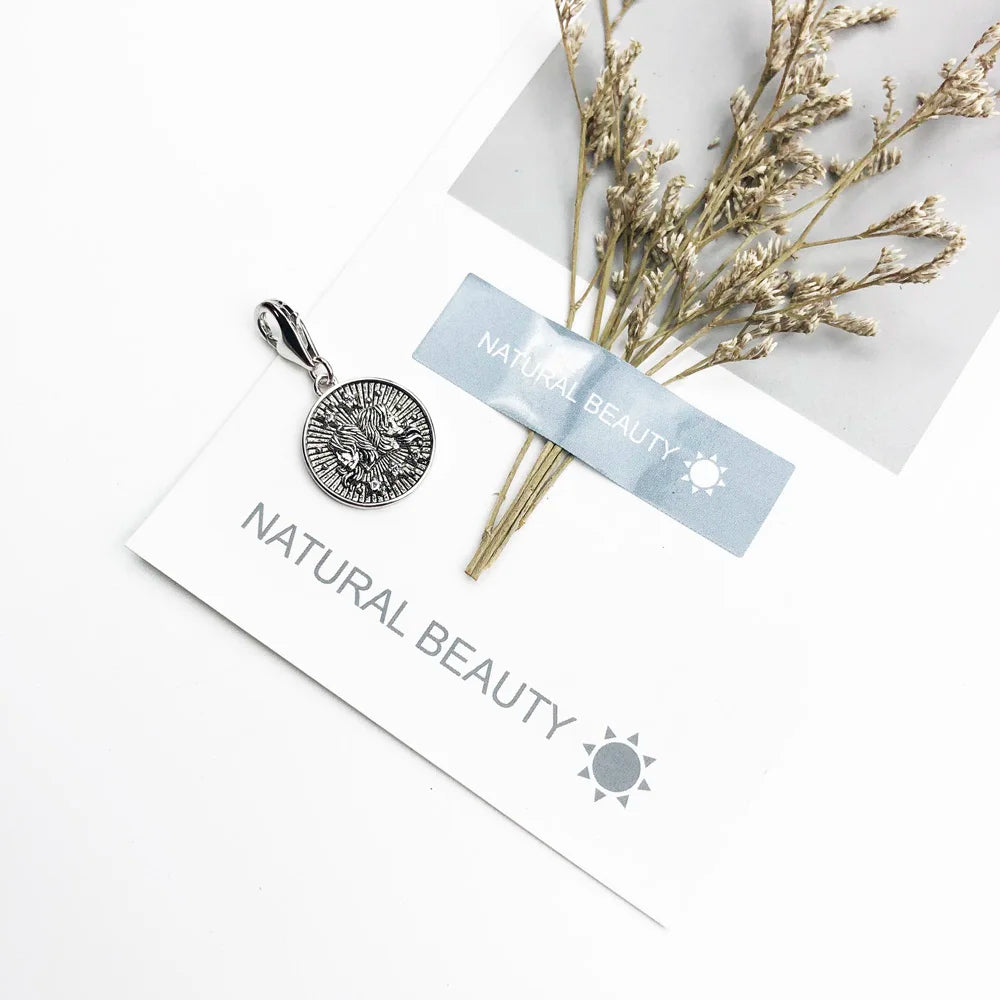 Charm-Anhänger Widder Stier Zwillinge Krebs Löwe Jungfrau Waage Skorpion Sgr Cap Aqu Fische Sternzeichen Vintage Geschenk 925er Sterlingsilber