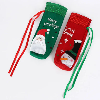 2025, Frohe Weihnachten, Tischdekoration für Zuhause, Weihnachtsmann, Smowman, Champagner, Weinflaschen-Abdeckungshalter, auch für Kinder, Geschenktüte