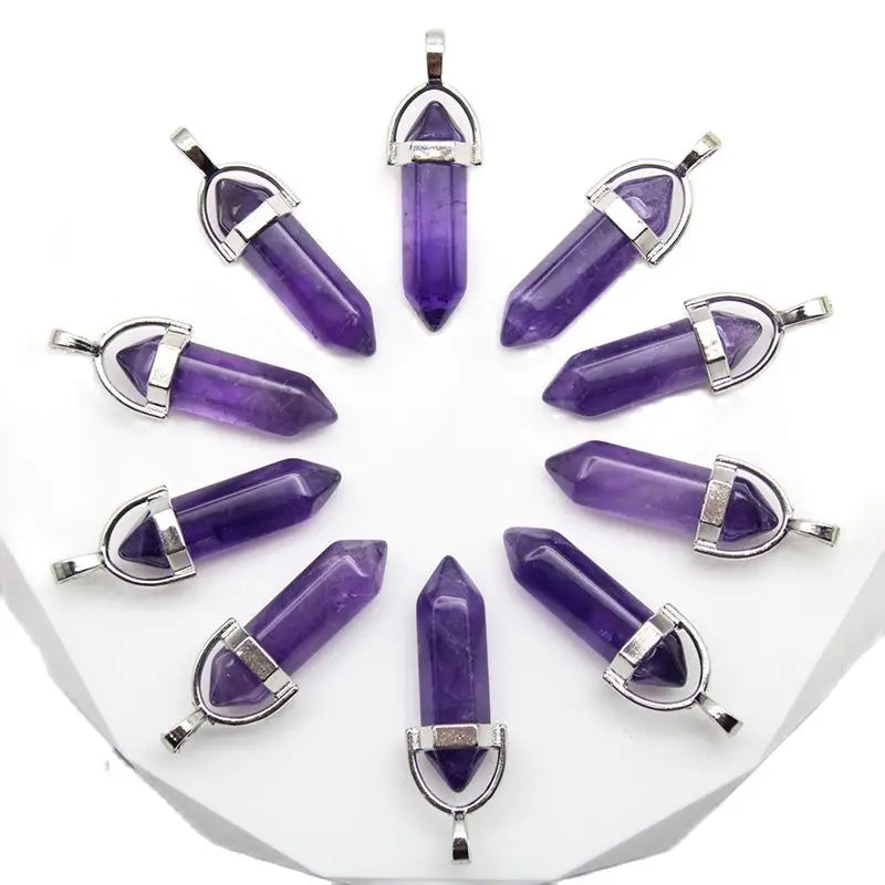 24 stücke Natürliche Stein Achate Quarz Kristall Anhänger Für Halskette Charme Fluorit Sechseckigen Anhänger DIY Schmuck Machen Zubehör