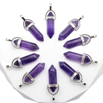 24 stücke Natürliche Stein Achate Quarz Kristall Anhänger Für Halskette Charme Fluorit Sechseckigen Anhänger DIY Schmuck Machen Zubehör