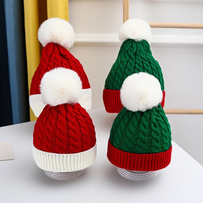 Weihnachten Weihnachten Santa Neujahr Hut Outdoor Winter Warme Häkeln Stricken Mützen Schädeldecke Pompom Kappe Motorhaube Party Geschenke Für Erwachsene Kinder