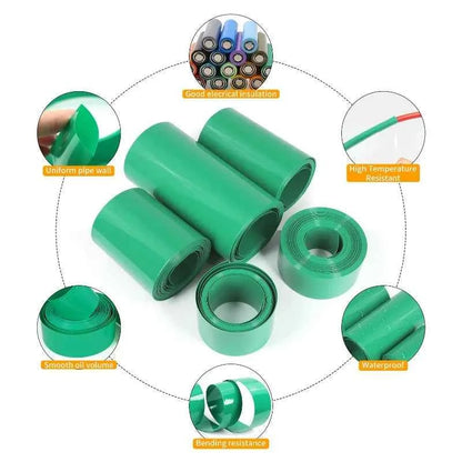 3/5 Meter grün/rot 7 mm ~ 150 mm PVC-Schrumpfschlauch 18650 Lithium-Batteriepack, isolierte Folie, Schutzhülle, Kabelhülse