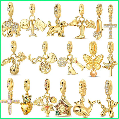 Charms-Perlen aus 925er-Sterlingsilber, Golden Retriever PuppyThe Whale, kann geöffnet und geschlossene Perlen, passend für DIY-Armbänder, edler Schmuck