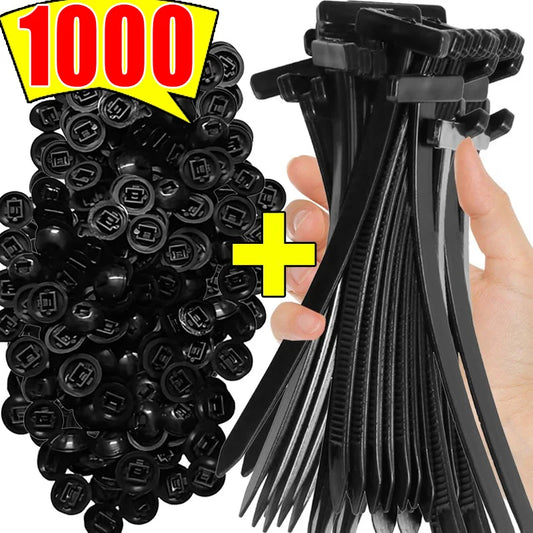 10–1000 Stück selbstsichernde Nylon-Kabelbinder, verstellbare Kabelbinder für Autoreparatur, Heimwerken, Zuhause, Büro, Gartenarbeit, Organisation von Drähten