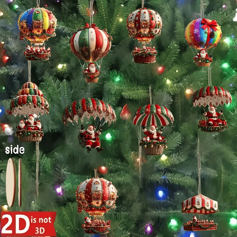 2D Weihnachtsmann Fallschirm Weihnachtsbaum Ornamente Neujahr Party Dekoration 2025, Weihnachten Indoor Outdoor Home Decor DIY Geschenke