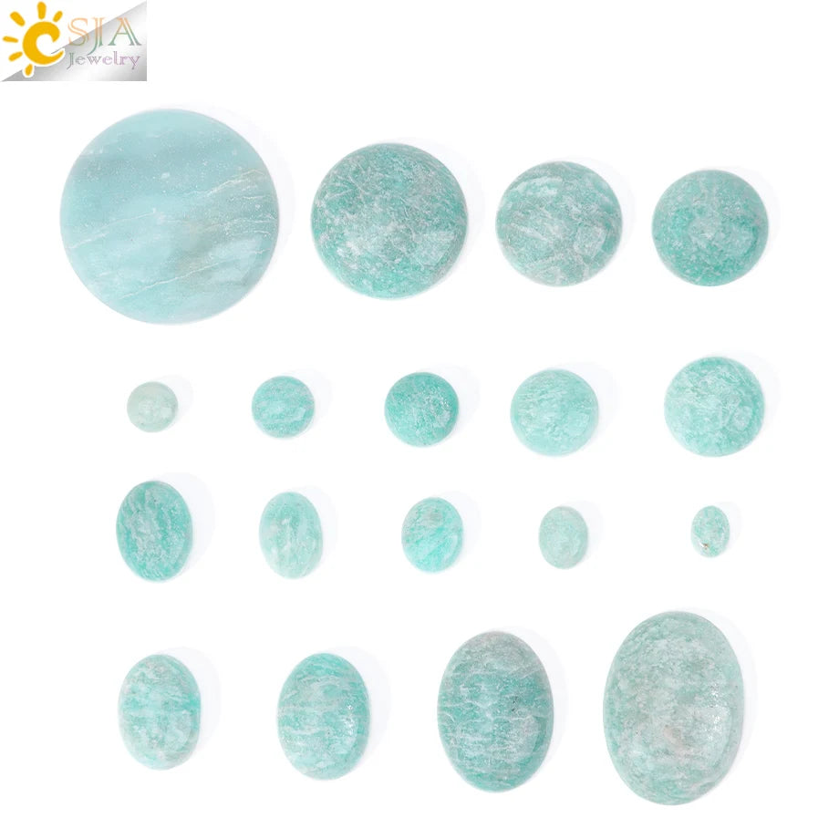 1pc Naturstein Perlen Amazonit Cabochon Oval Flache Lose Perlen für DIY Schmuck Machen Halskette Ring Anhänger Zufällige Farbe h755