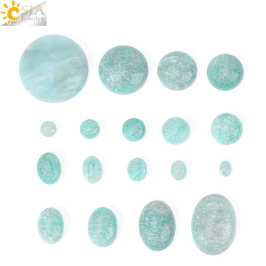1pc Naturstein Perlen Amazonit Cabochon Oval Flache Lose Perlen für DIY Schmuck Machen Halskette Ring Anhänger Zufällige Farbe h755